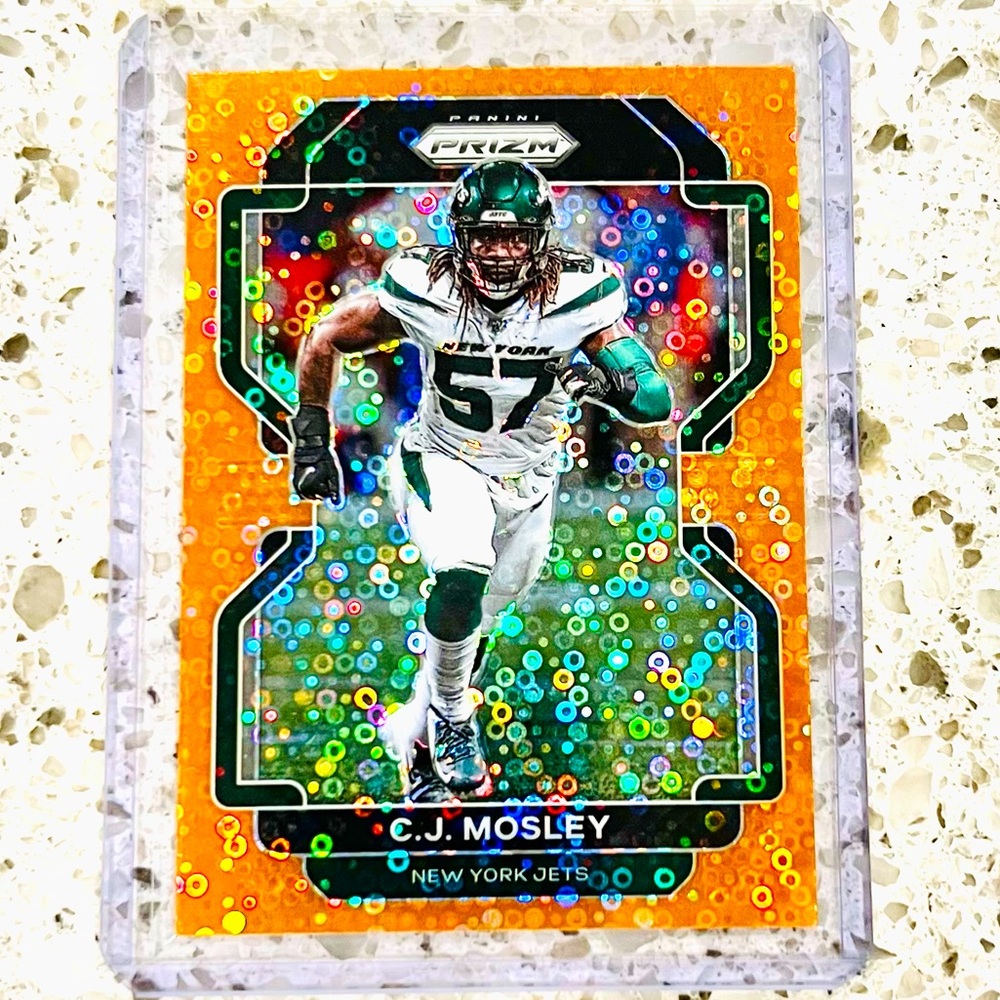 CJ MOSLEY ORANGE DISCO PRIZM CARD NFL NY JETS 2021